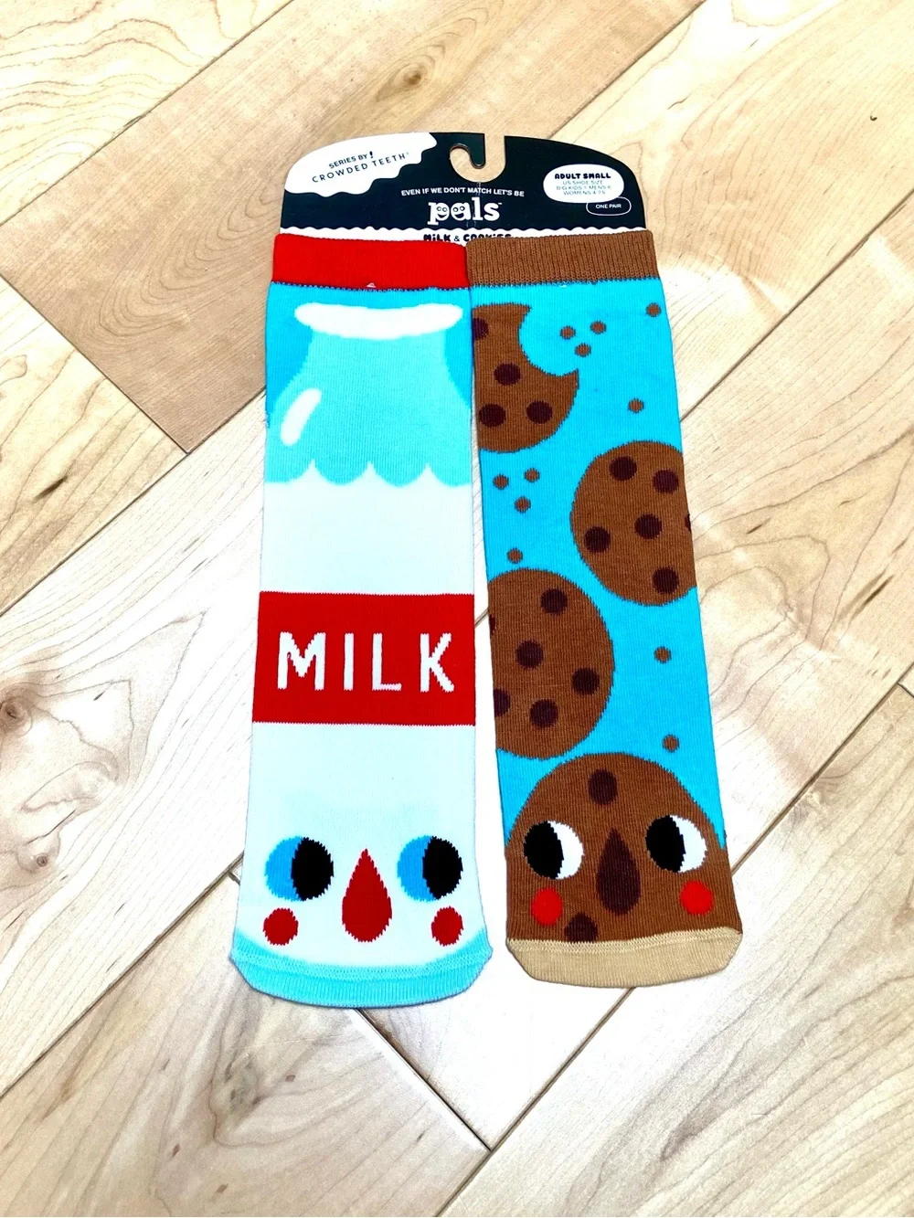 Milk and cookies - Fun Mismatched Adult small pals socks and Michelle romo